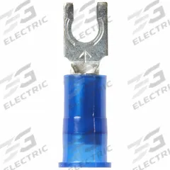 3M Fork Terminals: Blue, Nylon, #10 Stud Size, 16 AWG – 14 AWG Wire Range, Locking Fork, 600 V (MPN MNG14-10FLK). Key specifications — Barrel Style: Insulation Grip; Manufacturer Part Number: MNG14-10FLK; Brand: 3M.