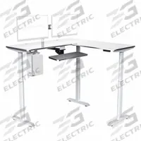 VERSADESK Standing Desk: White, Wood, 60 in Overall Wd, 60 in Overall Dp, 45 1/2 in Max Desktop Ht (MPN VT1296060-03-05). Key specifications — attr989930: White; attr989931: Steel; attr989903: VERSADESK; attr989914: White; attr989916: Wood.