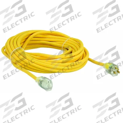 SOUTHWIRE Extension Cord: Outdoor Use, 50 ft Lg, Outlet, 5-15P, 12/3, SJEOOW, Yellow - Outdoor Extension Cords with Single Outlet