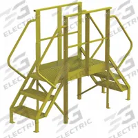 TRI-ARC Crossover Bridge: 2.5 ft Platform Ht, Steel, 1,000 lb Load Capacity, Serrated, 3 Steps (MPN 7CY75). Key specifications — Brand: TRI-ARC; Color: Yellow; Tread Type: Serrated.