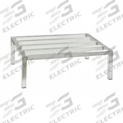 NEW AGE INDUSTRIAL Dunnage Rack: Welded, 12 in x 48 in x 24 in, Aluminum, 2,000 lb Load Capacity (MPN 6009). Key specifications — Finish: Natural; Color: Silver; Brand: NEW AGE INDUSTRIAL; Material: Aluminum; Method of Construction: Welded; Included: Cap Feet.