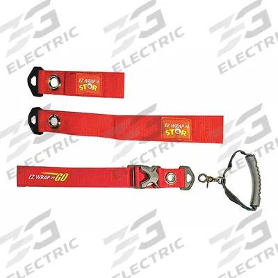 EZ WRAP 'N GO Hook-and-Loop Cinch Strap: 16 in Lg, 5.00 in, 1.5 in Wd, Red - Multi-Purpose Hook-and-Loop Cable Ties with Handle