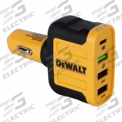 DEWALT Mobile USB PD Charger 4-Port, 60W: Charger, 4 Connections, Black/Yellow - 12V Vehicle Auxiliary Chargers