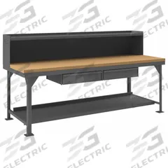 DURHAM MFG Workbench with Riser: Fixed Ht, Maple, 96 in x 36 in, 12,000 lb Overall Load Capacity (MPN HDWBMT3696RS2DR95). Key specifications — Brand: DURHAM MFG.