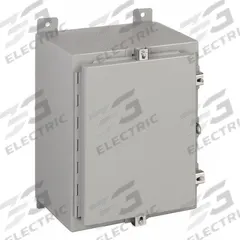 WIEGMANN Enclosure: Steel, 20 in x 20 in x 6 in, NEMA 12/13/4, Solid Cover, Hinged (MPN N4202006). Key specifications — Closure Method: Padlock Hasp; Brand: WIEGMANN; Knockouts: Not Included.