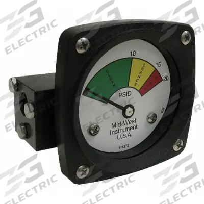 MIDWEST INSTRUMENT 3-Color Differential Pressure Indicator: 1,000 psig Max - Differential Pressure Indicators