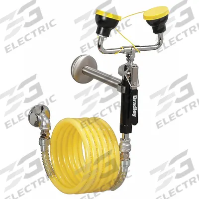 BRADLEY Dual Head Drench Hose: Std, Eyes and Face Coverage, Thermoplastic Hose - Wall-Mount Drench Hose Eyewash Stations