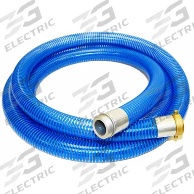 KURIYAMA Suction and Discharge Hose: 1 1/2 in Hose Inside Dia., 90 psi, Blue/Clear - PVC Water Suction & Discharge Hose Assemblies with PVC Helix Reinforcement
