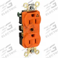HUBBELL Receptacle: Duplex, 5-15, Orange, 125V AC, 15 A, 2 Pole / 3 Wire (MPN IG5262)