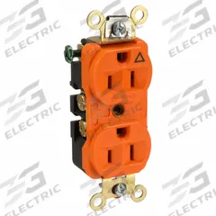 HUBBELL Receptacle: Duplex, 5-15, Orange, 125V AC, 15 A, 2 Pole / 3 Wire (MPN IG5262)