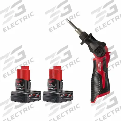 MILWAUKEE Soldering Iron Kit: 90 W, 750°F, Chisel/Conical Tip, 0.02 in Tip Wd - High Output Rechargeable Battery-Powered Soldering Irons