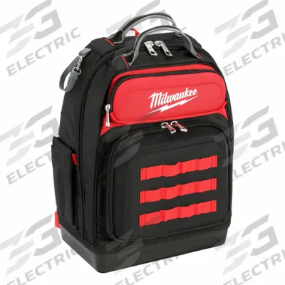 MILWAUKEE Tool Backpack: 18 in W 9 7/16 in D 20 3/8 in H, Ballistic Nylon, Red - Ballistic Nylon Tool Backpacks
