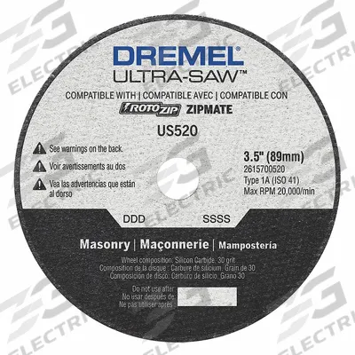 DREMEL Diamond Saw Blade: Brick/Cement Board/Concrete/Masonry/Slate/Stone, 3 1/2 in Blade Dia. - Concrete & Asphalt-Cutting Blades