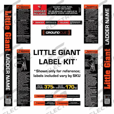LITTLE GIANT Ladder Label Kit: For Stepladders, 21 Labels - Warning & Rating Labels