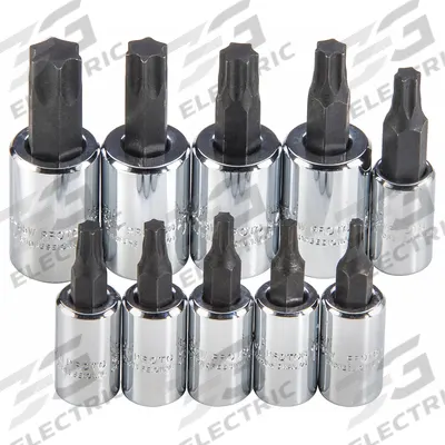 PROTO Socket Bit Set: 1 - 25 Pieces, 1/4 in, 3/8 in Drive Size, 10 Pieces - Torx Bit Socket Sets