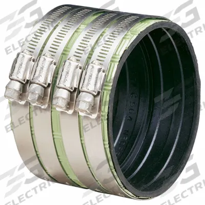 IDEAL CLAMPS Flexible Pipe Straight: Neoprene, For 6 in Pipe, Iron - Shielded Flexible Transition Couplings