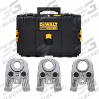 DEWALT Press Jaws: 1/2 to 1 in Pipe, Black Iron/Carbon Steel, Compact Tool Types (MPN DCE212K). Key specifications — attr518794: 1/2 to 1 in; attr518793: Black Iron; attr518792: Mueller Streamline; attr518791: DEWALT.