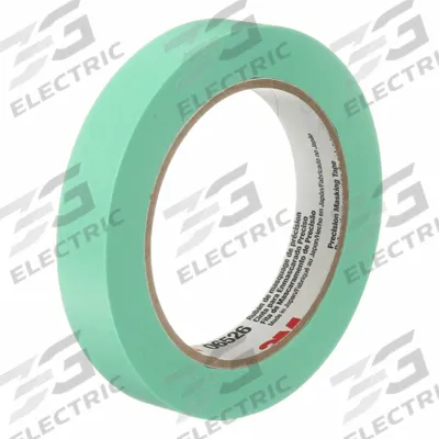 3M ABRASIVES Masking Tape: Precision Masking, Green, 1 in Roll Wd, 60 yd Overall Roll Lg - Colored Masking Tape
