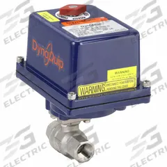 DYNAQUIP CONTROLS Electrically Actuated Two-Way Ball Valve: 1/2 in, Stainless Steel, FNPT x FNPT (MPN E2S23AJE23H). Key specifications — Included Mounting: ISO 5211 Actuator Mounting Pad; Brand: DYNAQUIP CONTROLS; Actuator Features: Position Indicator.