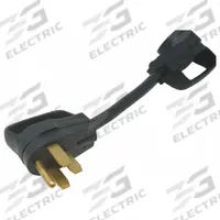 SOUTHWIRE Cord Adapter: 12 in Lg, 10 AWG, 14-50P Plug, TT-30R Receptacle, Black, 125V AC (MPN 65039401). Key specifications — Temperature Rating: -40° to 140°F; NEMA Plug Configuration: 14-50P; NEMA Receptacle Configuration: TT-30R; Brand: SOUTHWIRE.