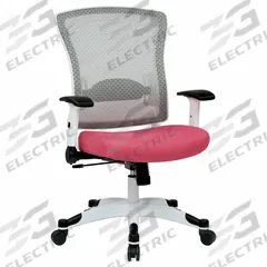 OFFICE STAR Office Chair: Shopsol, Ht, Pink, Mesh Material, 22 1/4 in Back Ht, 20 7/8 in Seat Wd (MPN 317W-W1C1F2W-261). Key specifications — attr995518: Shopsol; attr982877: White; attr982913: Yes; attr982865: White; attr982870: OFFICE STAR; attr982901: Pink.