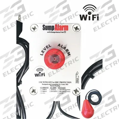 SUMP ALARM High Water Alarm: High Level, 120V AC, Auto/Manual, 90 dB, Audio/Visual - Wi-Fi Enabled Liquid-Level Alarms