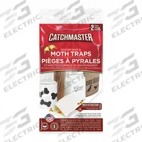 CATCHMASTER Moth Trap: For Use On Flying Insects, Bait Box Trap, Indoor Use, 2 PK (MPN 4XTZ9). Key specifications — Brand: CATCHMASTER; Indoor/Outdoor Use: Indoor; Insect Group: Flying; Targeted Insects: Moths; Trap Style: Bait Box.