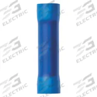 3M Butt Splice Connector: Blue, Vinyl, For Wire Size 16 AWG – 14 AWG, 600 V, Pack Qty 100 (MPN MVU14BCX). Key specifications — Brand: 3M.