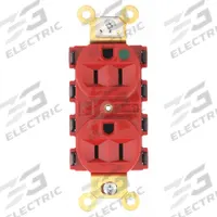 HUBBELL Receptacle: Hospital Grade Fed. Spec., Duplex, 5-15R, Red, 125V AC, 15 A, 2 Pole / 3 Wire (MPN SNAP8200RA)