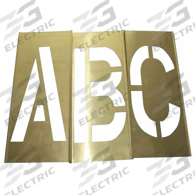 APPROVED VENDOR Stencil Set: A to Z/Punctuation, 3 in Character Ht, Brass - Brass Interlocking Stencil Sets