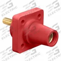 Single Pole Receptacle: Red, Straight Taper Nose Mating, Threaded Stud Termination, 600V AC/600V DC (MPN 16R24-1UR). Key specifications — Series: 16; Receptacle Gender: Female; Brand: LEVITON.
