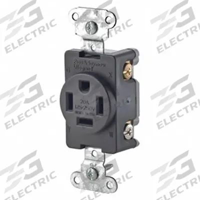 LEVITON Receptacle: Single, 14-20, Black, 125/250V AC, 20 A, 3 Pole / 4 Wire (MPN 8410) - General Purpose Receptacles