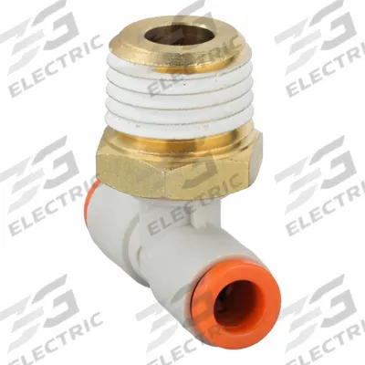 SMC Push-Fit Tee Fitting: 3/16 in OD x 3/16 in OD x 1/4 in Pipe x 3/16 in Pipe Size - Polybutylene & Brass Tube Fittings