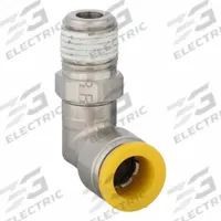 PARKER Push-Fit Elbow Fitting: 10 mm OD x 1/4 mm Pipe Size, Push-to-Connect x BSPT, Brass, Silver (MPN W169PLP-10M-4R). Key specifications — Brand: PARKER.