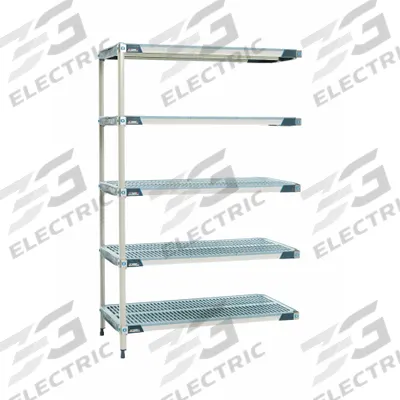 METRO Plastic Industrial Shelving: 24 in x 24 in, 74 in Overall Ht, 5 Shelves - Harsh-Environment Antimicrobial Stationary Plastic Shelving