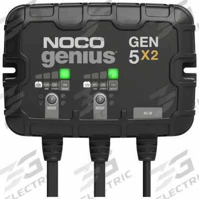 NOCO Battery Charger: Charging, Auto, For AGM/CA/EFB/Gel/Lead Acid/Lithium/MF/Wet Cell - Mounted Battery Chargers