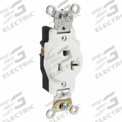 LEVITON Receptacle: Single, 5-20, White, 125V AC, 20 A, 2 Pole / 3 Wire (MPN 5361-W)