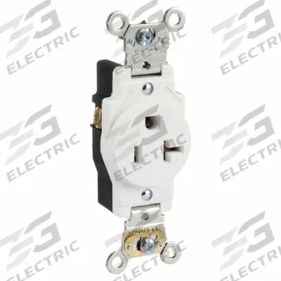 LEVITON Receptacle: Single, 5-20, White, 125V AC, 20 A, 2 Pole / 3 Wire (MPN 5361-W) - General Purpose Receptacles