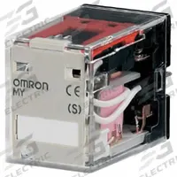 OMRON General Purpose Relays: Socket Mounted, 200/220V AC, 4PDT, 14 Pins/Terminals, G Socket (MPN MY4N AC200/220 (S)). Key specifications — Brand: OMRON; Base Type: Square; Contact Rating (AC): 0.80 A @ 250V; Mounting Style: Plug-In; Electrical Connection: Plug-In; Manufacturer Part Number: MY4N AC200/220 (S); Series: MY Series.