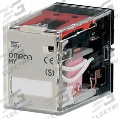 OMRON General Purpose Relays: Socket Mounted, 200/220V AC, 4PDT, 14 Pins/Terminals, G Socket (MPN MY4N AC200/220 (S)). Key specifications — Brand: OMRON; Base Type: Square; Contact Rating (AC): 0.80 A @ 250V; Mounting Style: Plug-In; Electrical Connection: Plug-In; Manufacturer Part Number: MY4N AC200/220 (S); Series: MY Series.