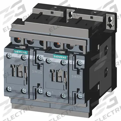 Siemens Magnetic Contactor: Reversing, 3 Poles, 3NO Contacts, 12 A - Reversing IEC Contactors