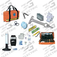 EMI Survival Kit: 66 Components, Handbag, 1 People Served (MPN 471). Key specifications — First Aid Supplies Included: 3 in Sterile Conforming Bandage; Housing Material: Nylon Cordura; Container Type: Handbag; Hygiene Supplies Included: (4) Nitrile Gloves; PPE and Shelter Supplies Included: (4) Thermal Rescue Blankets; Power and Lighting Supplies Included: (4) Green Glow Light Sticks; Tools Included: Airway Response™ Holster; Writing and Communication Supplies Included: Disposable PenLight.