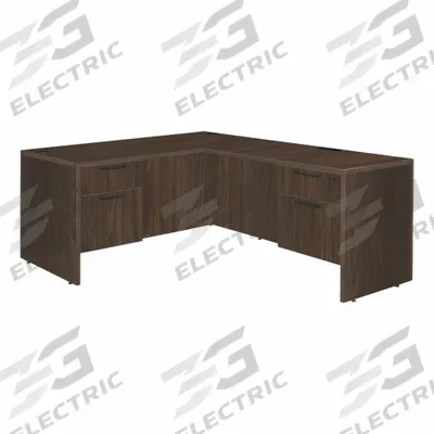 REGENCY Desk: Particle Board, Walnut, 2 Pedestals, 4 Drawers, 66 in Overall Wd - Pedestal Desks