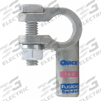 FUSION Battery Terminal: Left Elbow, Solder, 1 to 2 ga, Pink Color, Positive - Left Elbow Alignment