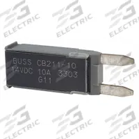 Automotive Circuit Breaker: CB211, 14V DC, 150 A at 14V DC, Blade (MPN CB211-10). Key specifications — Series: CB211; Voltage: 14V DC; Interrupt Rating: 150 A at 14V DC; Terminal Connection: Blade; Circuit Breaker Type: Type I Footprint Circuit Breaker; Brand: BUSSMANN.