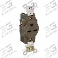 LEVITON Plugs and Receptacles: Single, 6-15, Brown, 250V AC, 15 A, 2 Pole / 3 Wire (MPN 5661)