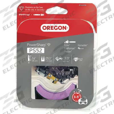 OREGON Chain With Sharpening Stone: 14 in Compatible Bar Lg, 3/8 in, 0.5 in Gauge - Chain, Bar & Sharpener Sets