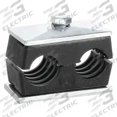 BEHRINGER PIPE SYSTEMS Vibration-Dampening Beta Clamp: Ribbed Bore, Steel Clamp, For 2 Lines (MPN TW2050-PP)