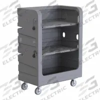 R&B WIRE PRODUCTS INC. Cube Truck: 48 in L x 29 in W x 69 in H, (2) Rigid/(2) Swivel, Gray, Rubber (MPN 749G-PS). Key specifications — Manufacturer Part Number: 749G-PS; Brand: R&B WIRE PRODUCTS INC.; Caster/Wheel Configuration: (2) Rigid; Color: Gray.
