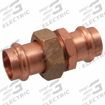 NIBCO Press Union Fitting: Straight, 3/4 in CTS x 3/4 in Pipe size, Press-fit x Press-fit - Plumbing Copper & Bronze Press Tube Fittings